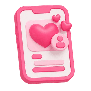 Ícone de celular com corações indicando compartilhamento da surpresa com seu amor